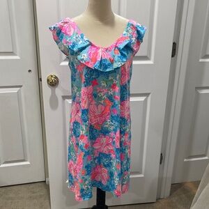 Lilly Pulitzer Pink and Blue Floral Midi Dress